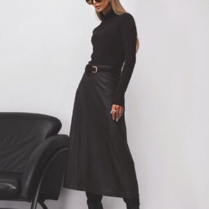 SPÓDNICA MIDI EKO SKÓRA CZARNA