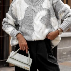 SWETER W ŁATY SZARY