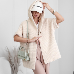 KARDIAN KRÓTKI RĘKAW NA GUZIKI JASNY BEŻ