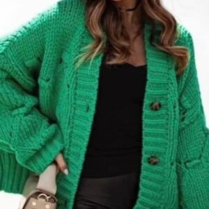 KARDIGAN POMPON ZIELONY