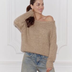 SWETER KLASYCZNY PIASKOWY BEŻ