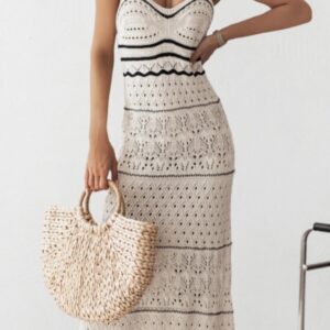 SUKIENKA AŻUROWA MAXI NA RAMKACH BEŻ