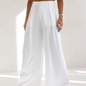 LETNIE SZEROKIE SPODNIE MAXI BIAŁE