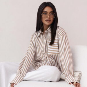 KOSZULA W SZEROKIE BEŻOWE PASY