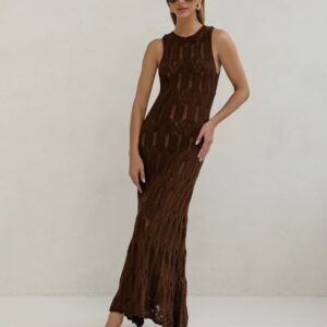 SUKIENKA AŻUROWA "SUNSET GLOW" CZEKOLADA