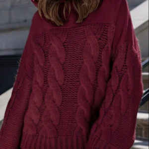 SWETER Z KAPTUREM WARKOCZ BORDO