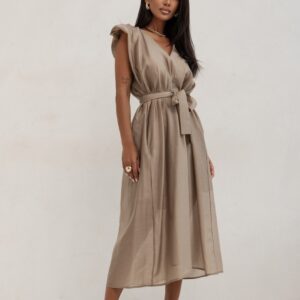 DELIKATNA SUKIENKA MIDI BEŻ