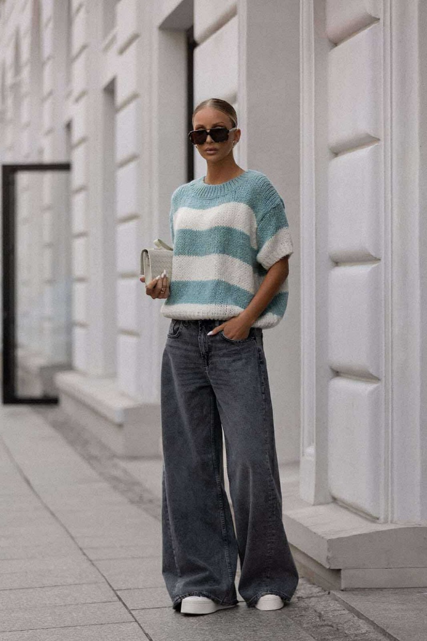 SWETER W PASY BIAŁO-NIEBIESKIE - obrazek 4