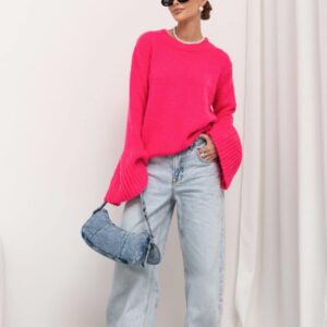 SWETER RĘKAW DZWON FUKSJA