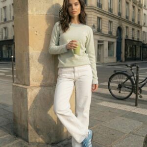 SWETER BASIC W PASKI ŻÓŁTO-NIEBIESKI