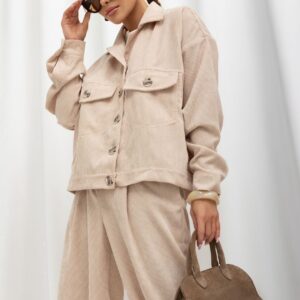 KURTKA SZTRUKSOWA NA GUZIKI BEŻ