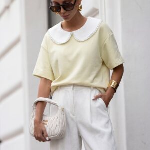 BLUZKA Z KOŁNIERZEM ŻÓŁTA