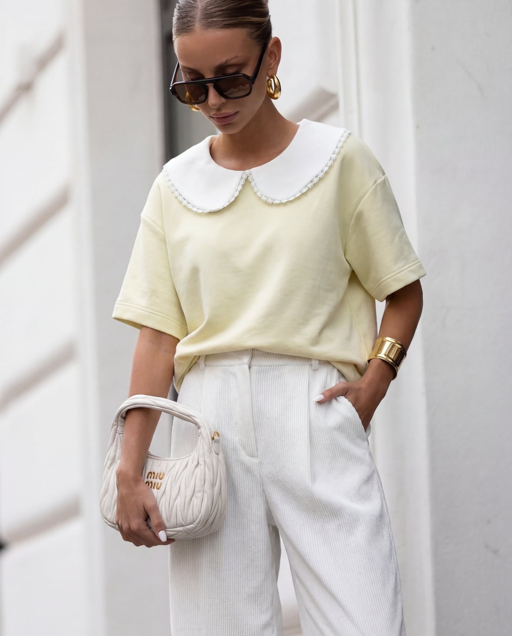 BLUZKA Z KOŁNIERZEM ŻÓŁTA