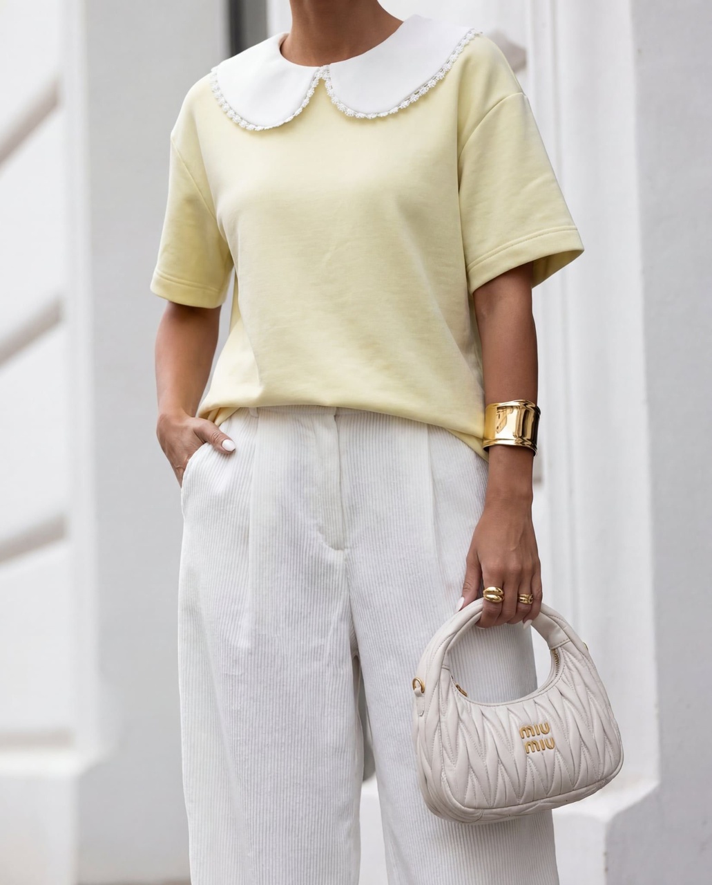 BLUZKA Z KOŁNIERZEM ŻÓŁTA - obrazek 3