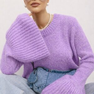 SWETER RĘKAW DZWON LILA