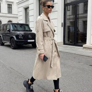 OVERSIZOWY TRENCZ Z PASEM J.BEŻ