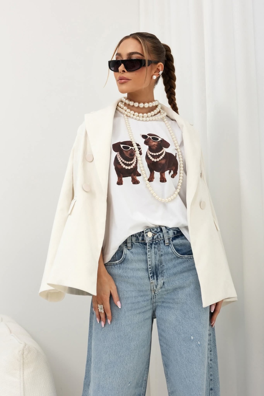 T-SHIRT GLAM PUPS BIAŁY - obrazek 5