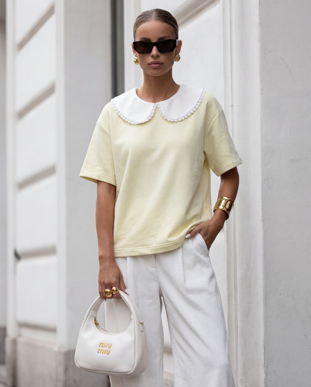 BLUZKA Z KOŁNIERZEM ŻÓŁTA - obrazek 4