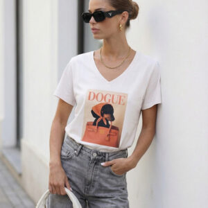 T-SHIRT DOGUE DEKOLT V J.BEŻ