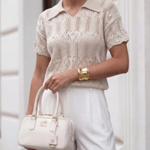 SWETER AŻUROWY BEŻ