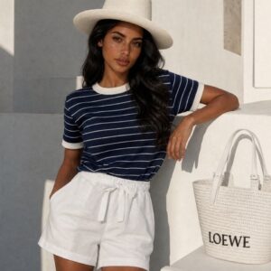 SWETER GLOW GRANATOWO-BIAŁY