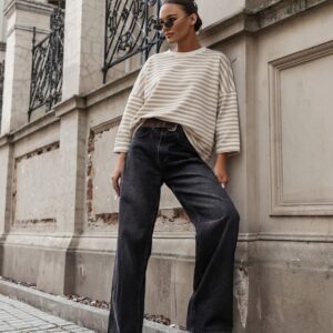 BLUZA PASKI BEŻOWO KREMOWE