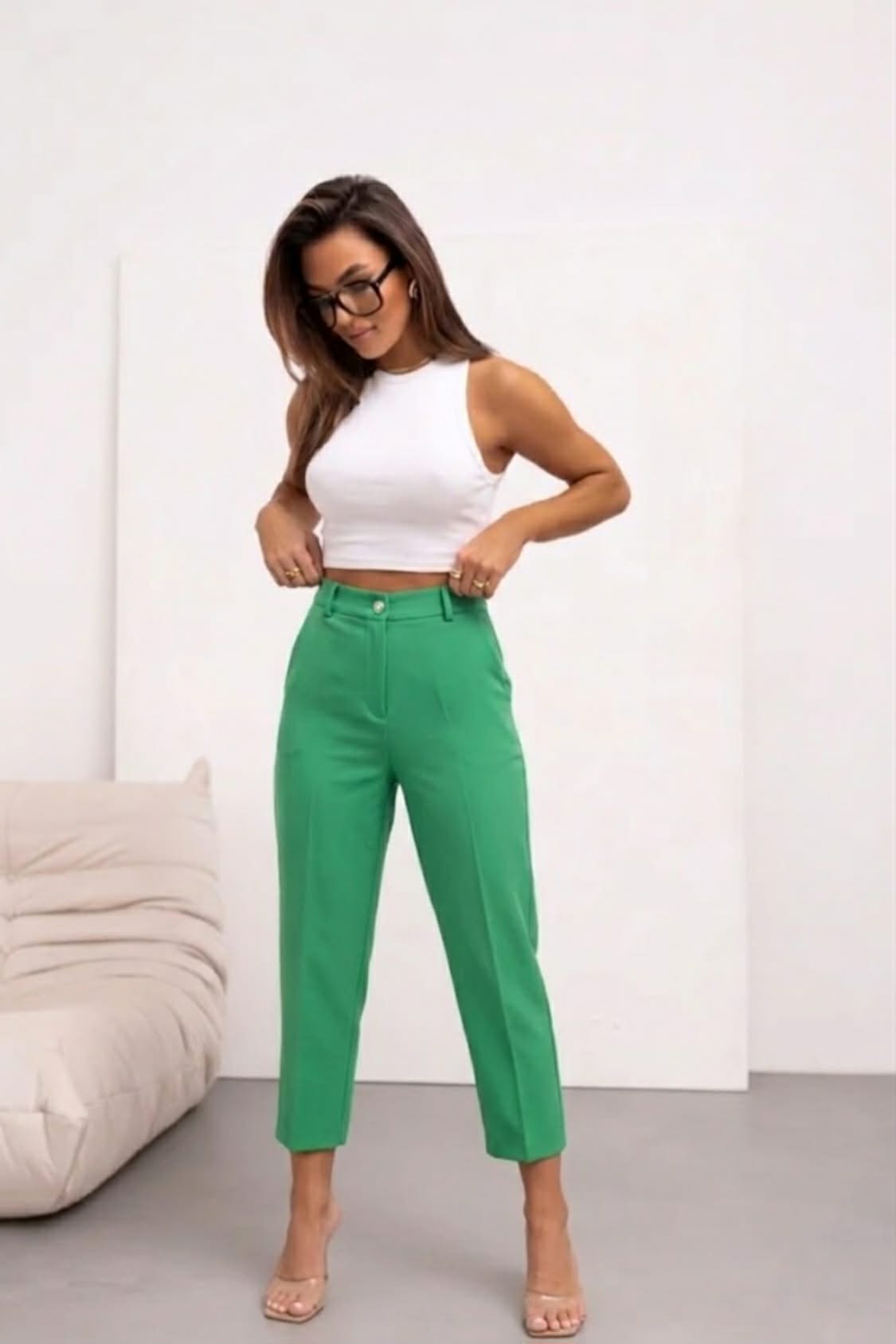 ZIELONE ELEGANCKIE SPODNIE