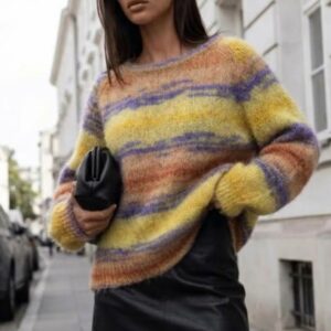 SWETER MOHEROWY PREMIUM YARN ŻÓŁTY-CAMEL