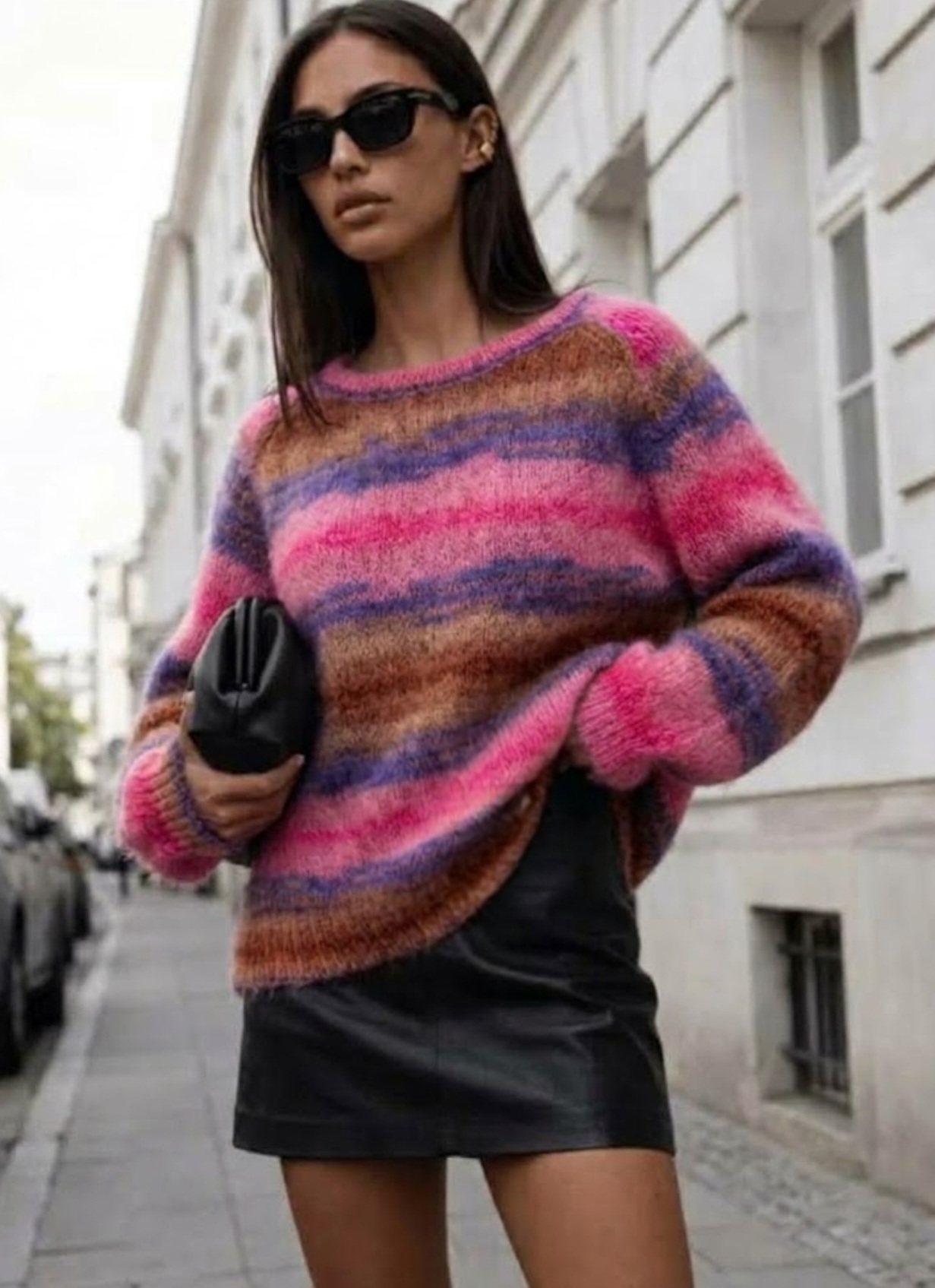 SWETER MOHEROWY PREMIUM YARN AMARANT-CAMEL